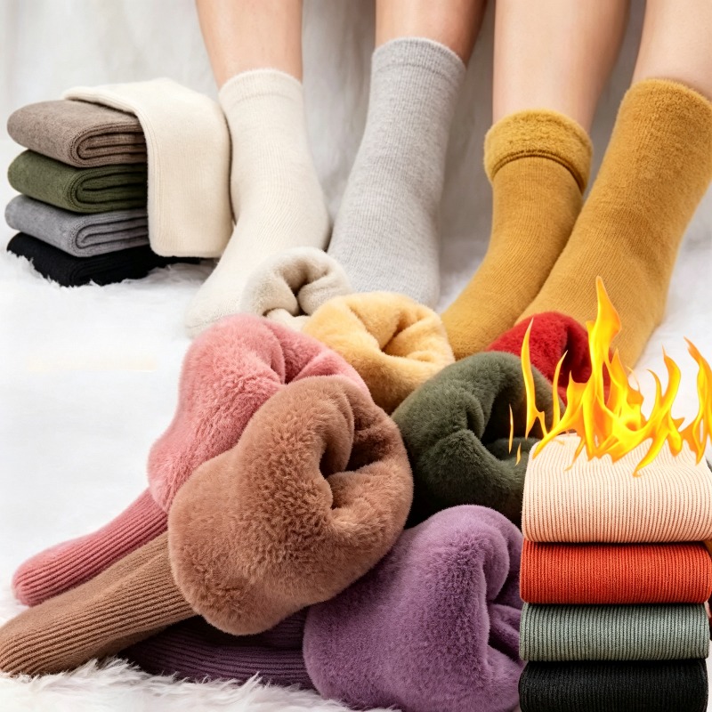 1-4Pairs  Warm Fleece Lined Mi - огляд і ціна Boot Sock Slouchy