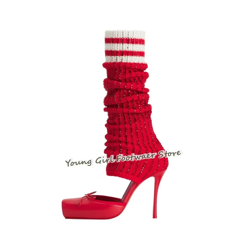 Shoe Cut Stiletto Heels Red Ba - огляд і ціна Knee High Sock Women