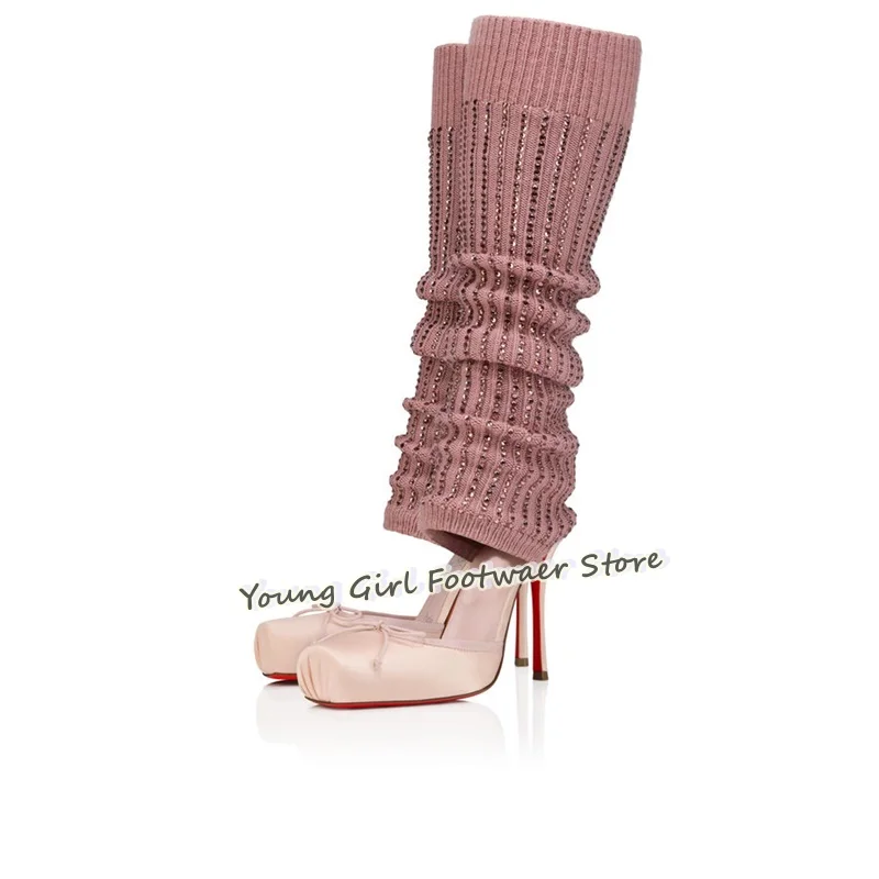 Shoe Cut Stiletto Heels Red Ba - огляд і ціна Knee High Sock Women