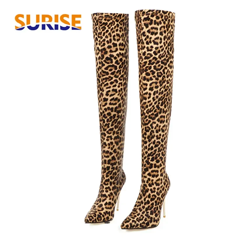 Plus Size Stretch Leopard Over - огляд і ціна Knee High Sock Women