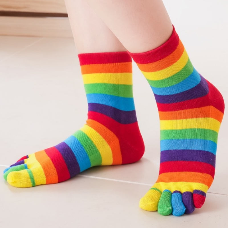 Women's Socks Rainbow Striped  - огляд і ціна Toe Sock Split
