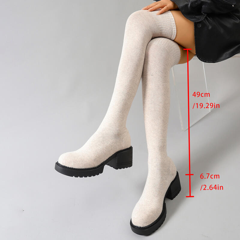 Chunky Platform Over The Knee  - огляд і ціна Knee High Sock Women